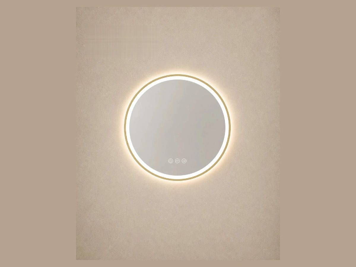 מראה עגולה LED מרחפת Hermes מסגרת זהב IP54 קוטר 60 ס"מ - LED Mirror באתר לדמרקט