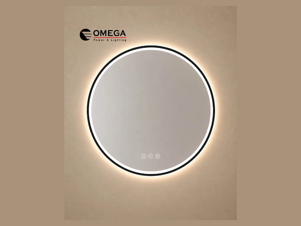 מראה עגולה LED מרחפת Hermes מסגרת שחורה IP54 קוטר 100 ס"מ - LED Mirror באתר לדמרקט