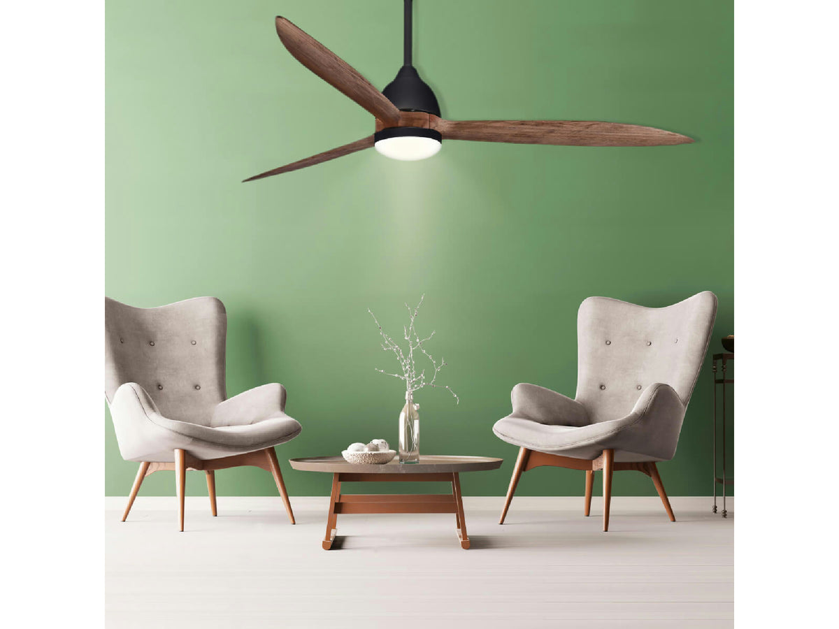 מאוורר תקרה "CCT 20W HERCULES 60 עם שלט-שחור ועץ - Flush Mount Ceiling Light