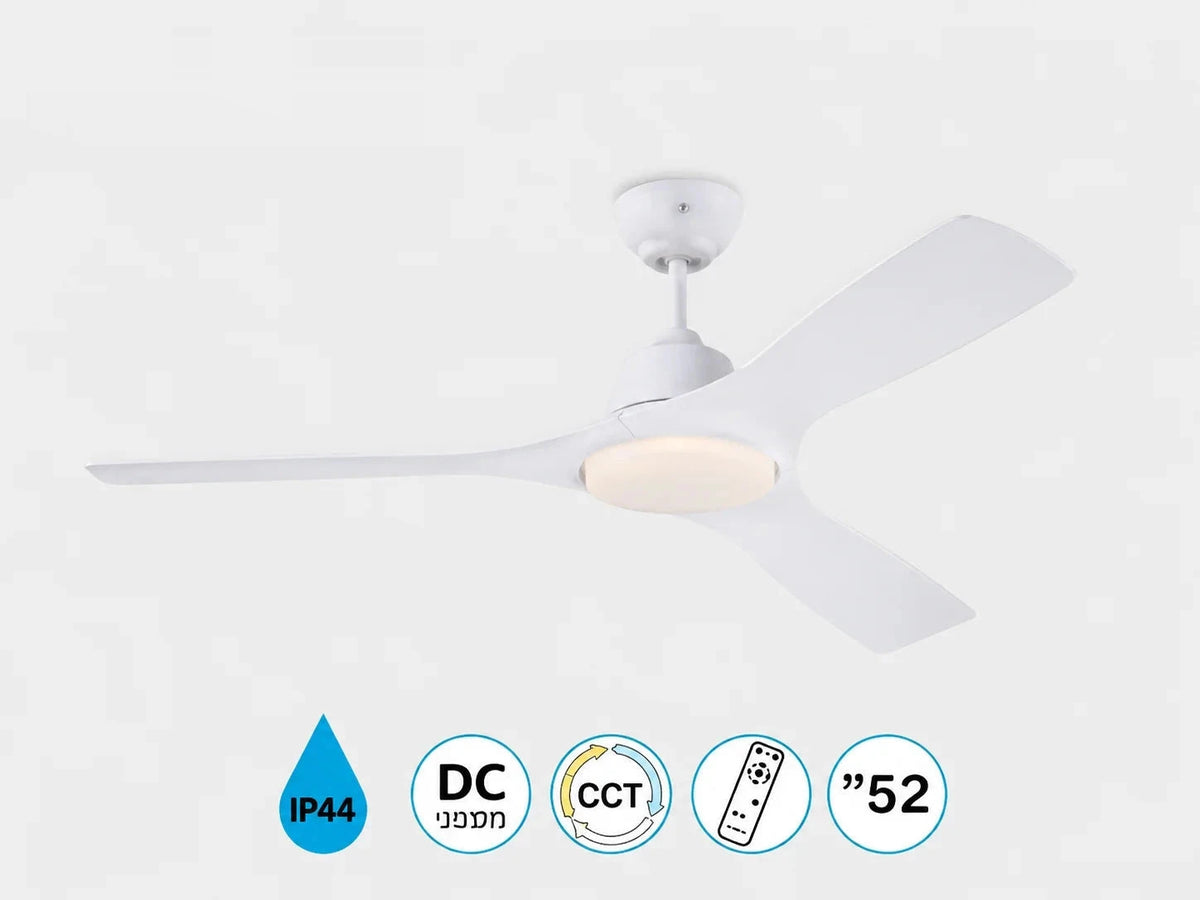 מאוורר תקרה לבן 42 אינץ' עם תאורת LED, מנוע DC ושלט Westinghouse