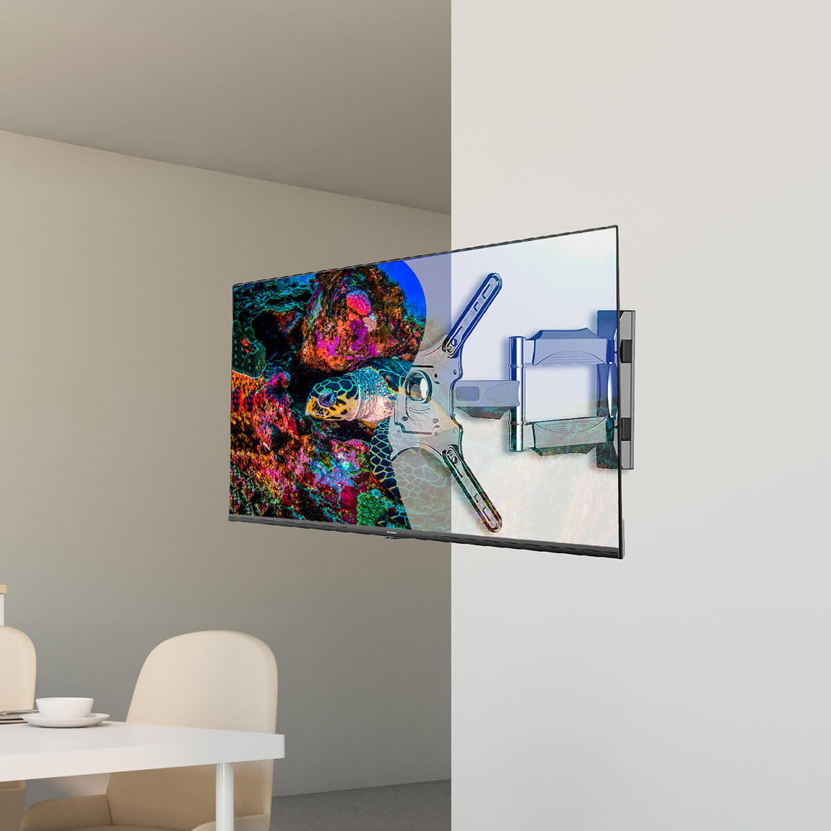מתקן תליה לטלוויזיה דו מפרקי עד "60 - tv hanging facilities