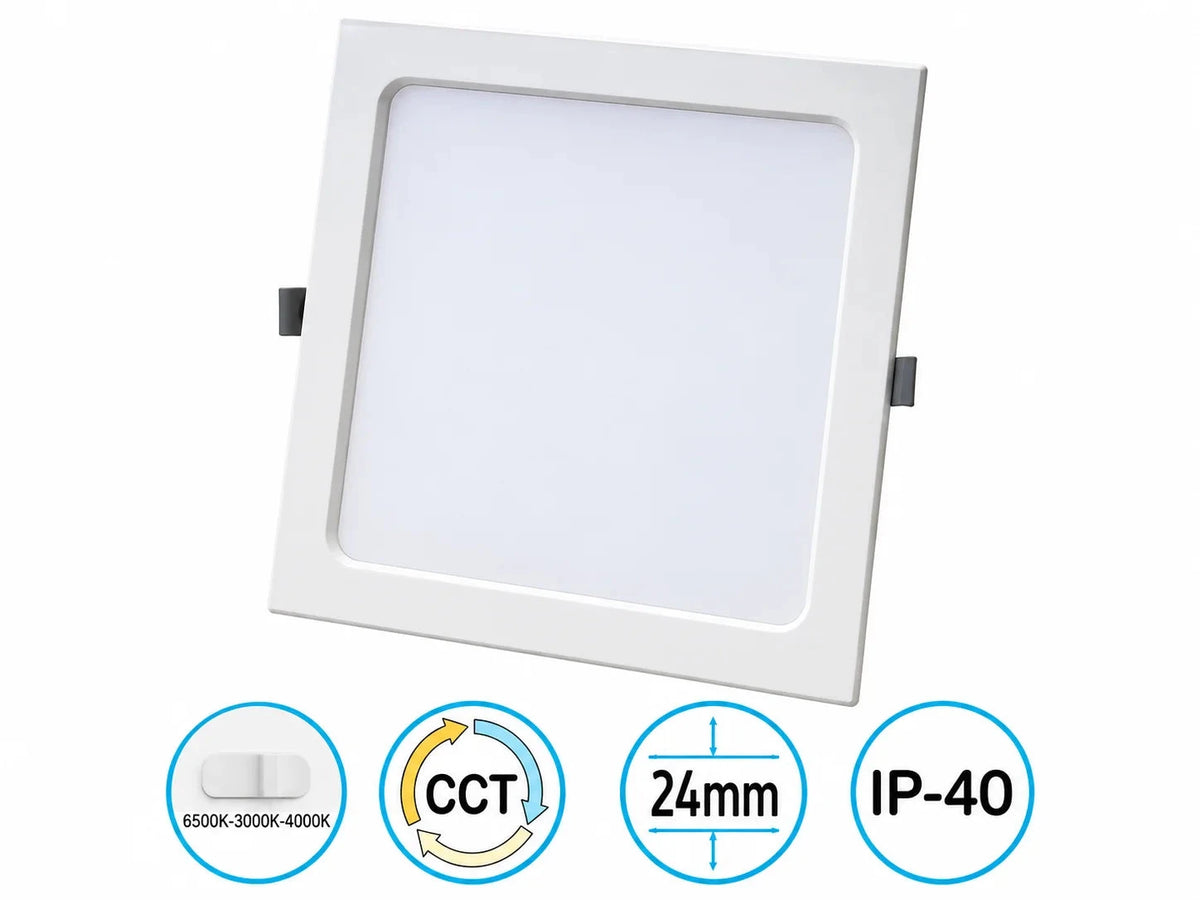 פאנל תקרה שקוע מרובע SLIDE CCT 15W של OMEGA בגימור לבן מט.