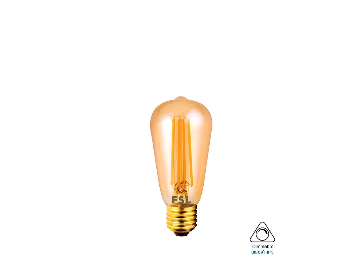 נורת פילמנט אמבר 10W לד אגס ST19 בסיס E27 - BULB באתר לדמרקט