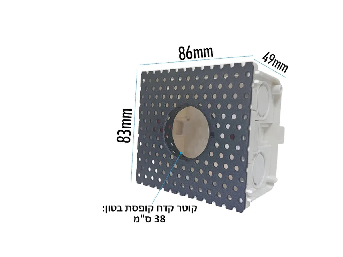 שרטוט מידות ומבנה אחורי של גוף תאורה שקוע קיר LINE