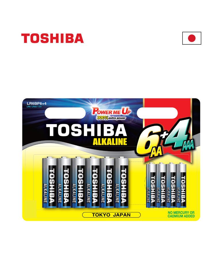 סט סוללות אלקליין 1.5V, כולל 4xAAA ו-6xAA - סוללות ומטענים באתר לדמרקט