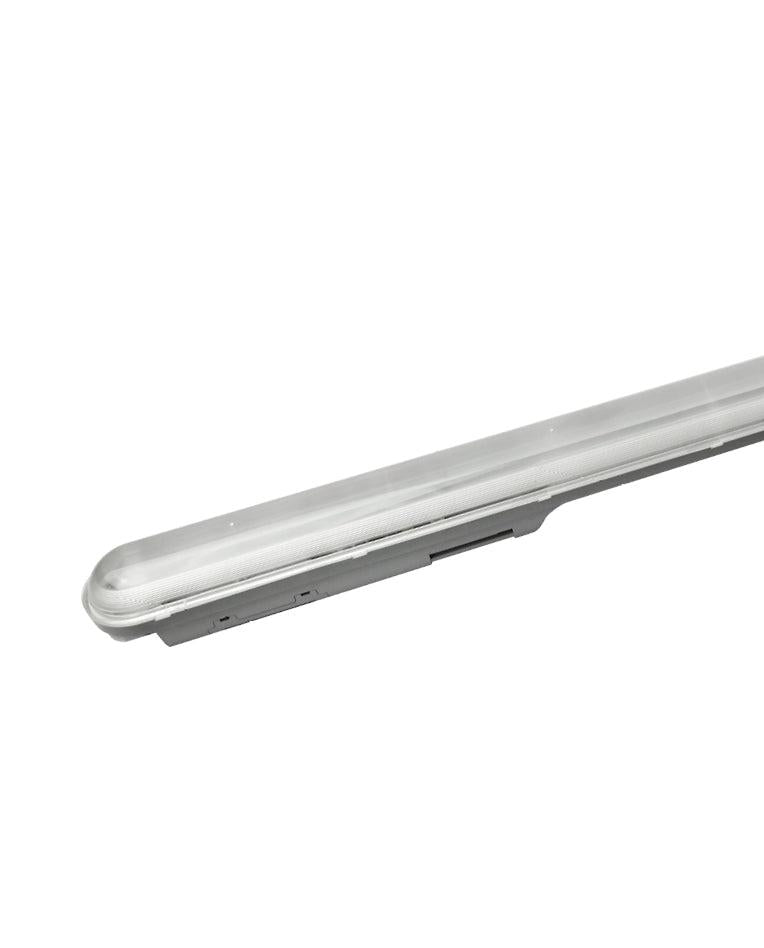 גוף תאורת לד ליניארי מוארך LUX 40W עם כיסוי שקוף ובסיס אפור, המיועד לתאורת קיר ותקרה חיצונית.