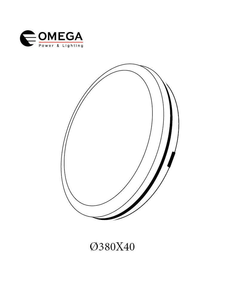 פלפון IP65 55W MONO SLIM ,לבן,OMEGA 3CCT, Ø380X40 - תאורה באתר לדמרקט