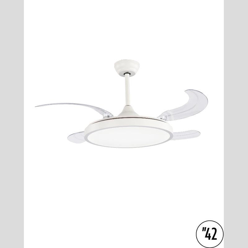 מאוורר תקרה 42" ROSE כנפיים מתקפלות +שלט ולד 36W CCT לבן עם 4 כנפיים שקופות NORTHER - Ceiling Fan with Light באתר לדמרקט