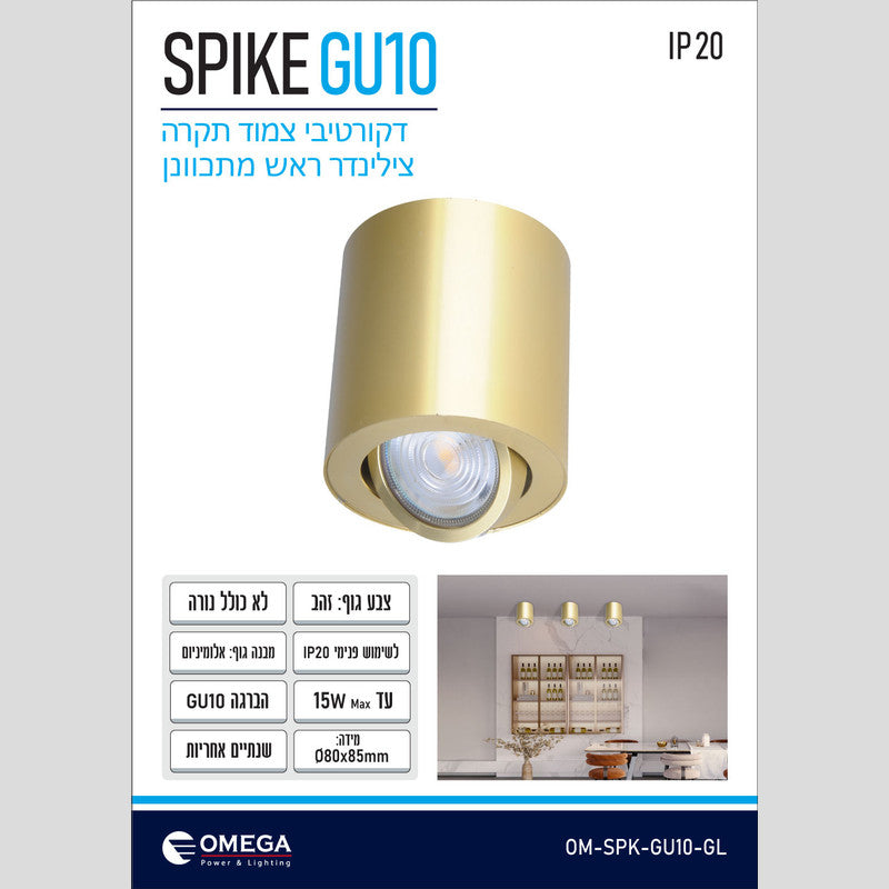צלינדר ראש מתכוונן דגם SPIKE - גוף תאורה צילינדר באתר לדמרקט