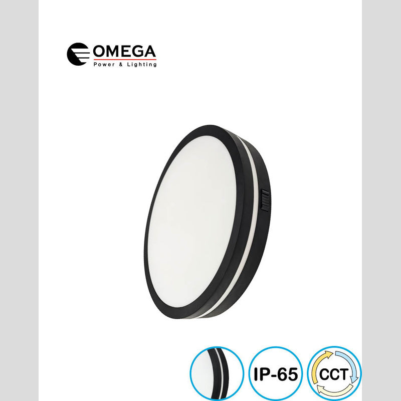 פלפון IP65 28W MONO SLIM ,שחור,OMEGA 3CCT, Ø200X40 - תאורה באתר לדמרקט
