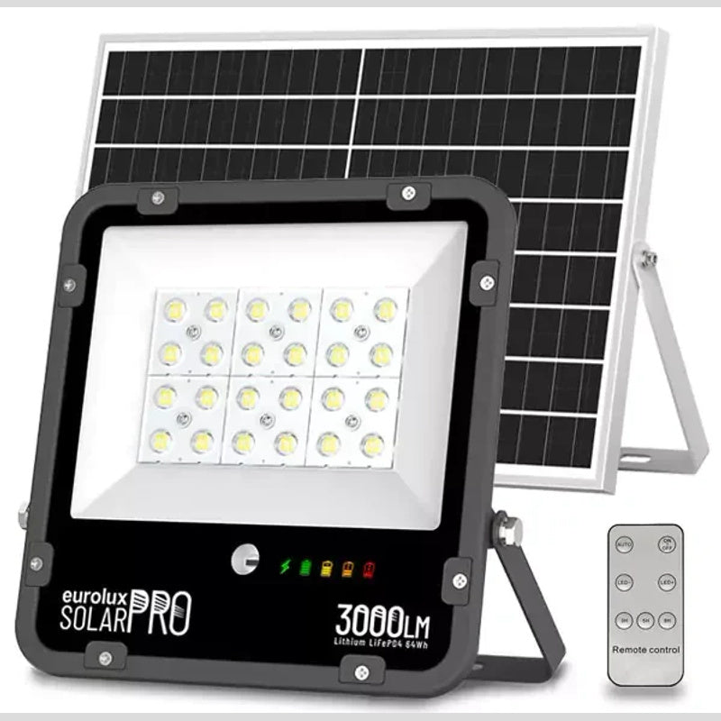פנס הצפה + עבודה + חרום, נטען סולארי/USB שחור 3000 לומנים IP65 אור יום LifePO4 מקצועי - Outdoor Wall and Ceiling Lights באתר לדמרקט