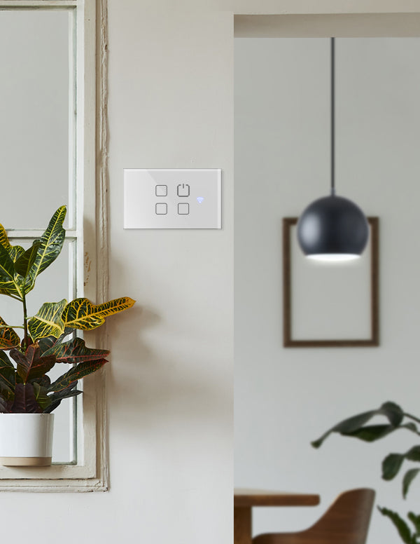 מפסק תאורה לבן 3 מתגים+מאסטר TOUCH WIFI - טיימרים ומוצרי WIFI באתר לדמרקט