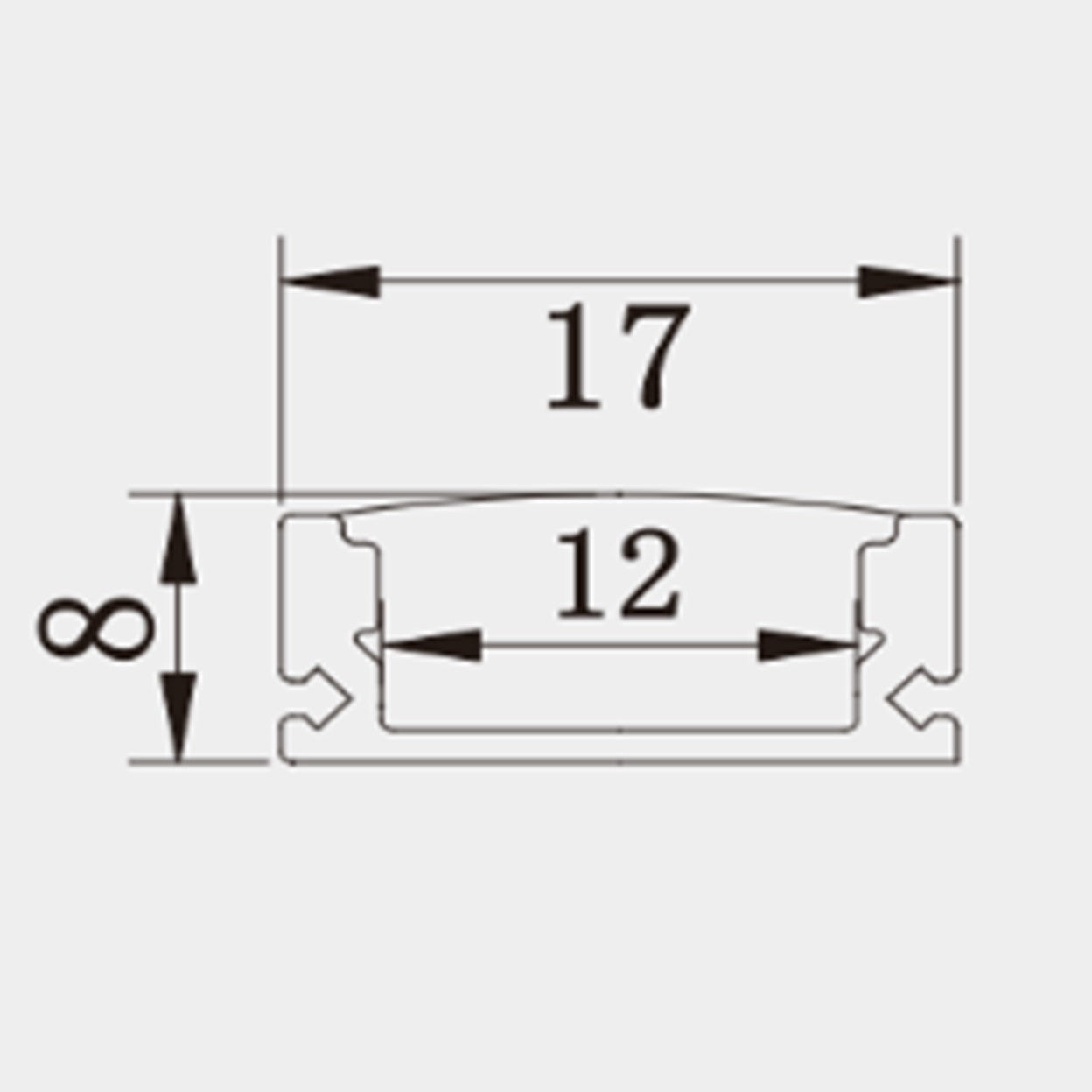 פרופיל תאורה 17X8 ממ כסוף