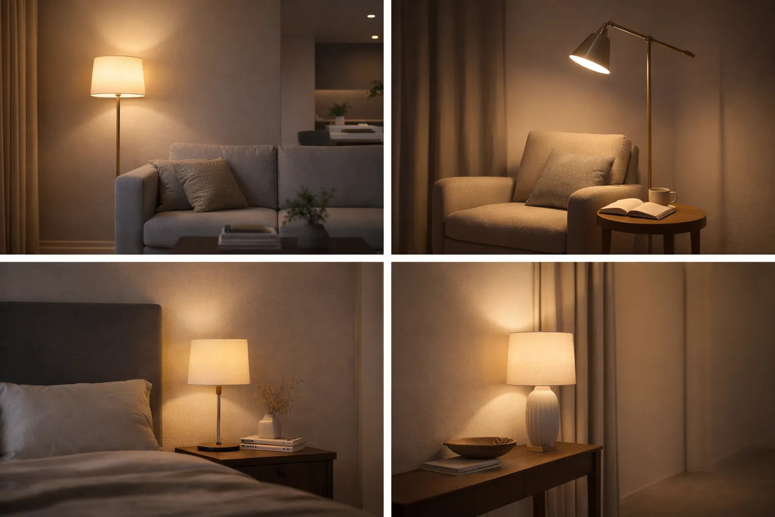 מנורות רצפה ושולחן במגוון חללים