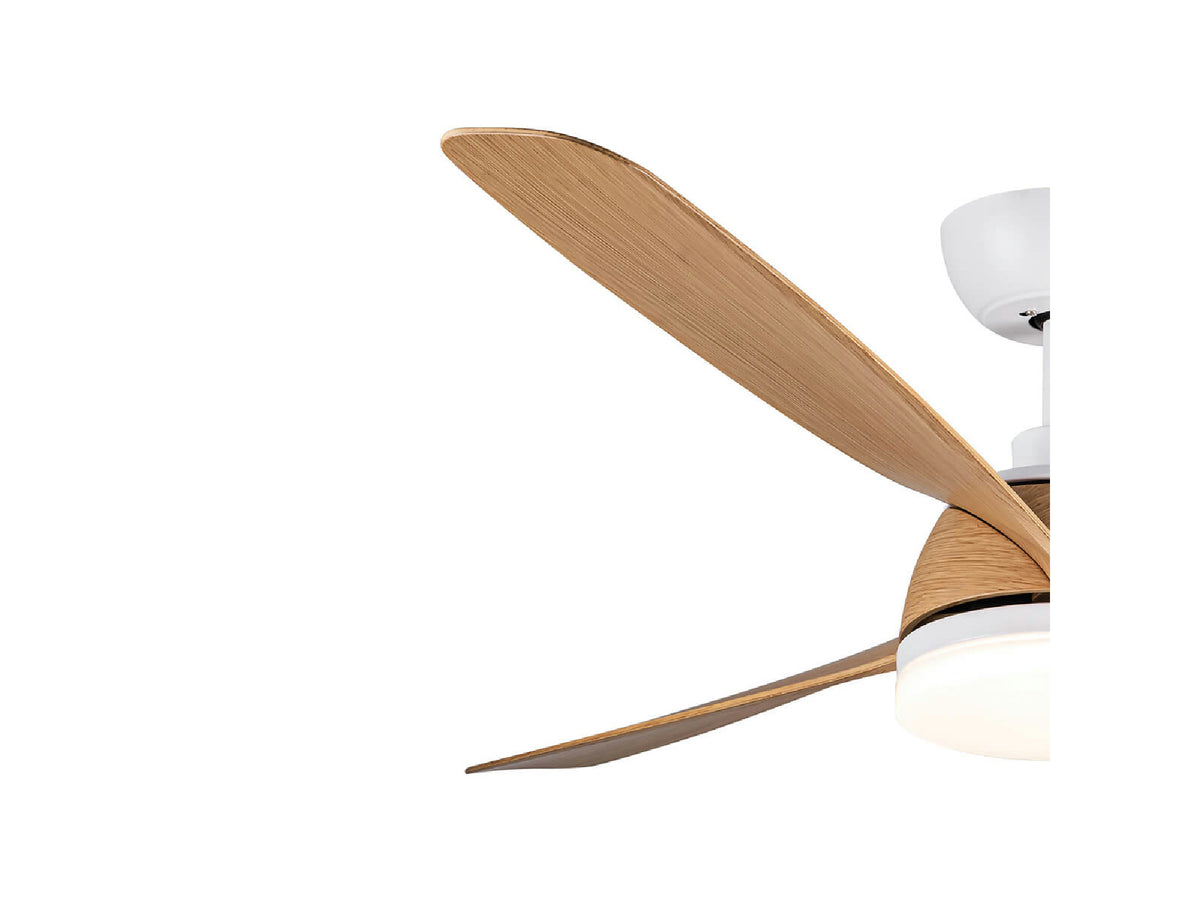 מאוורר תקרה "25W GRANITA 52 עם שלט -לבן ועץ - Ceiling Fan with Light באתר לדמרקט