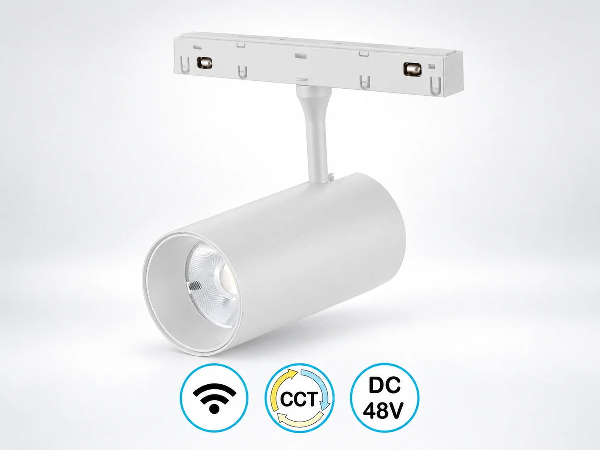 ספוט מגנטי מתכוונן LINE WIFI SPOT 30W של OMEGA בעיצוב גלילי ובגימור לבן