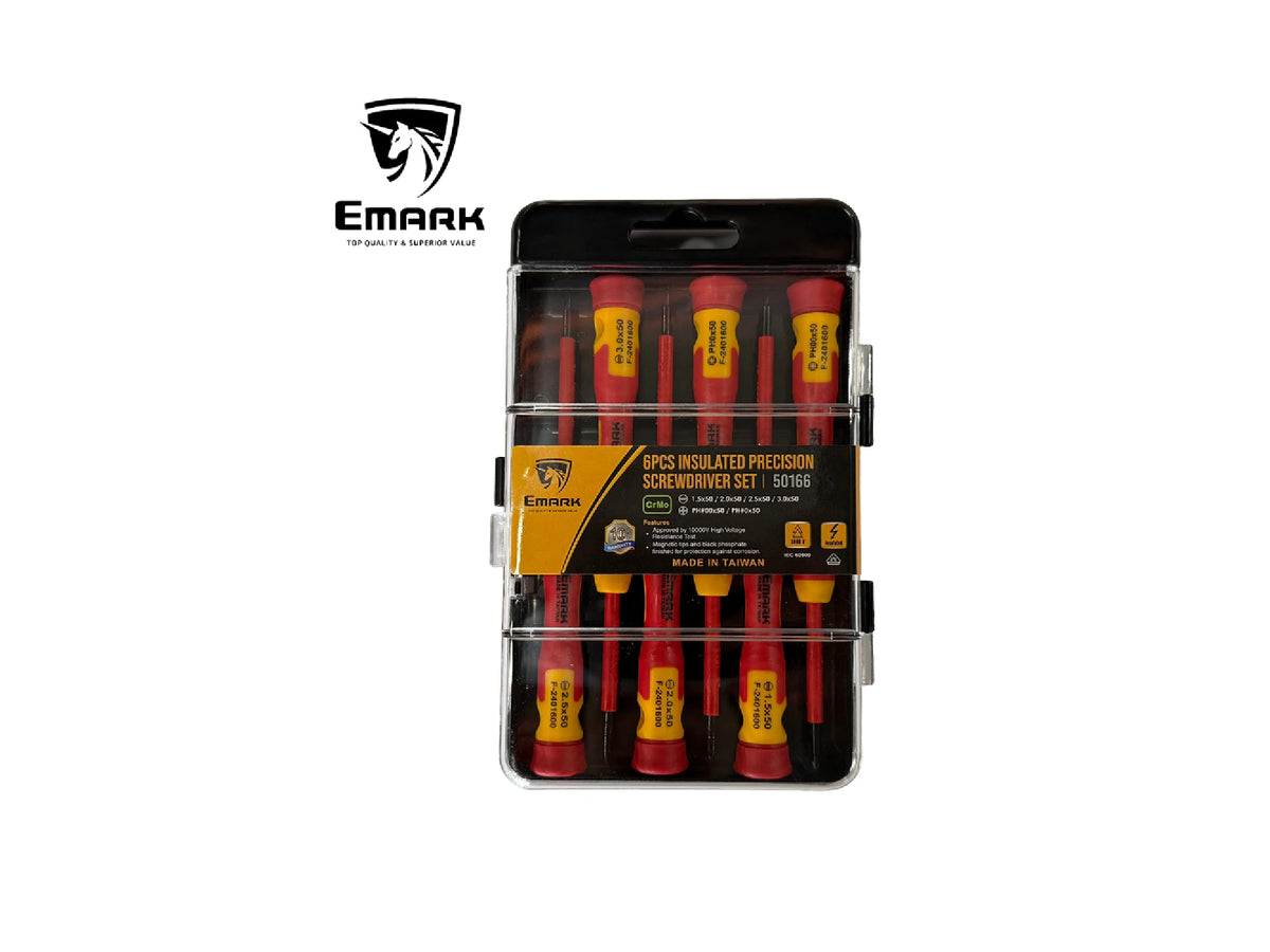 סט 6 מברגים לאלקטרוניקה מבודד  EMARK 1000V VDE - כלי עבודה וציוד למעבדה באתר לדמרקט