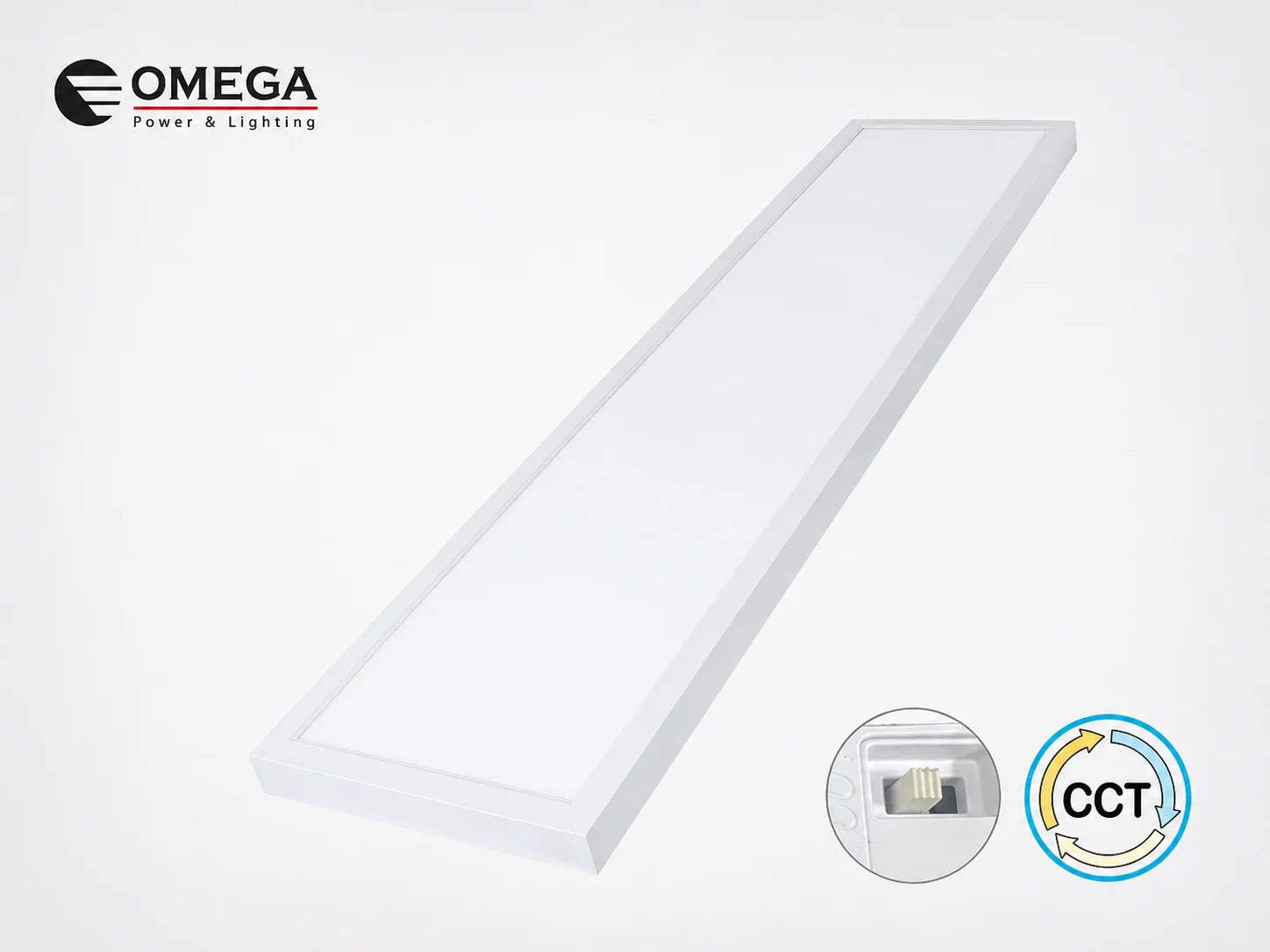 גוף תאורה ליניארי לבן של OMEGA בעיצוב צר ומוארך עם פיזור אור אחיד