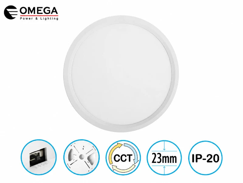 פאנל ELEMENT CCT לבן דק במיוחד מידה Ø600X26 מ"מ, OMEGA 60W