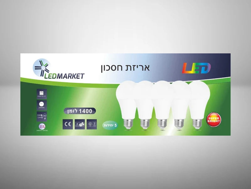 מארז נורת לד 1400 לומן בהספק A70 E27 15W