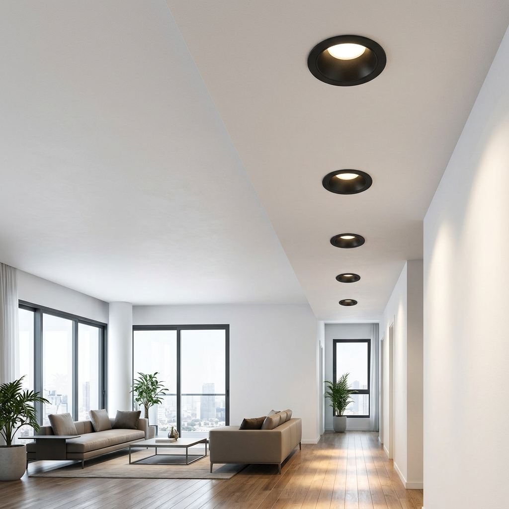 שקוע תקרה DARK LIGHT דגם DEEP 10W Ø9 ס״מ מותקן בבית