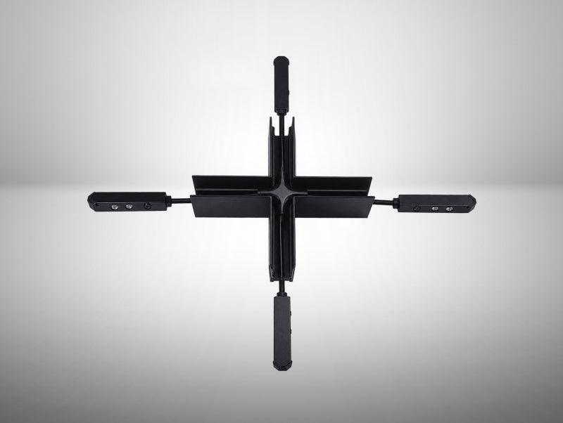 מחבר X צמוד תקרה לפס צבירה מגנטי מדגם LINE של OMEGA בצבע שחור