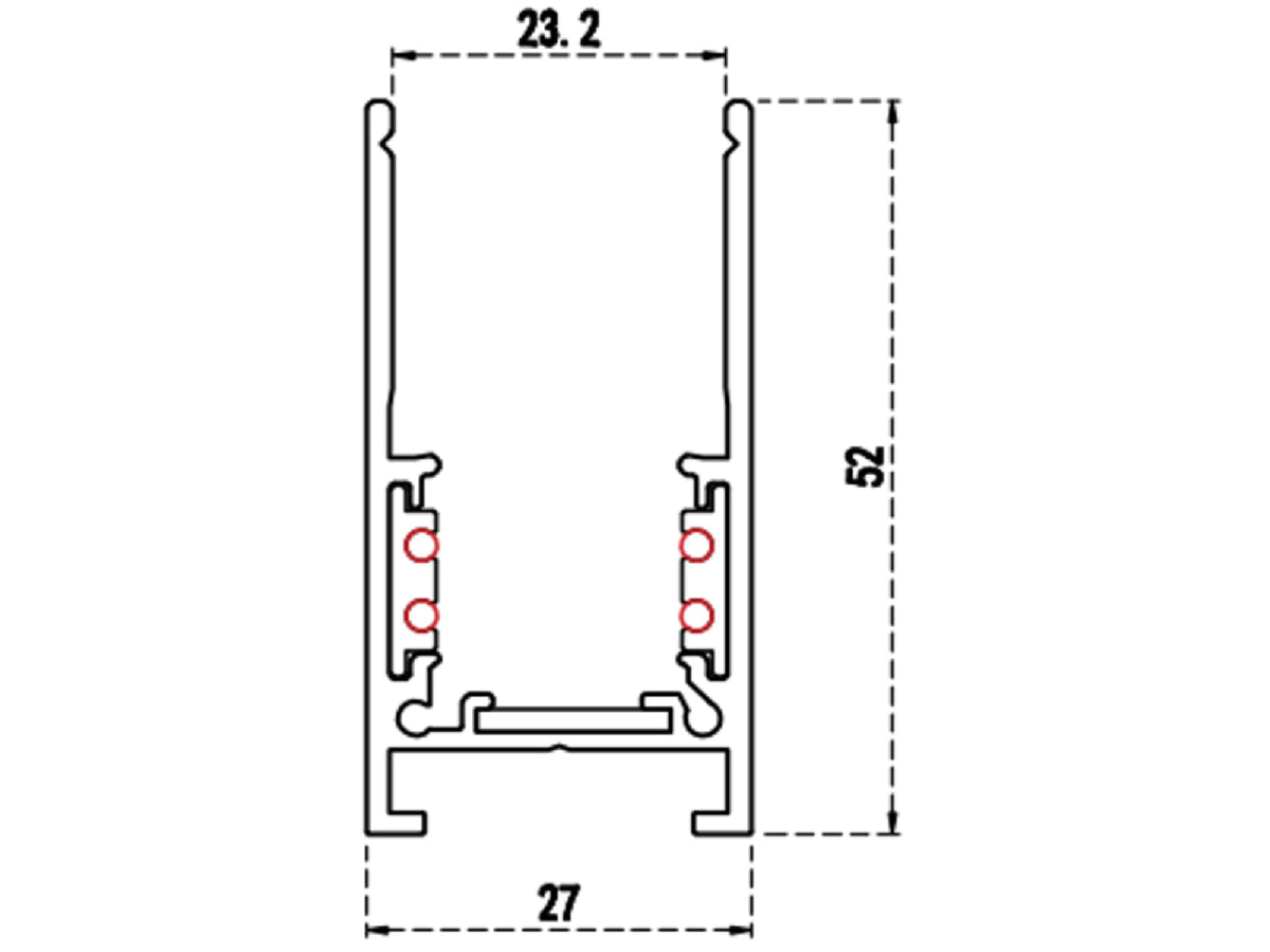 מסילה מגנטאור על הטייח 3מ' 4P שחור - Magnetic Lighting Track System