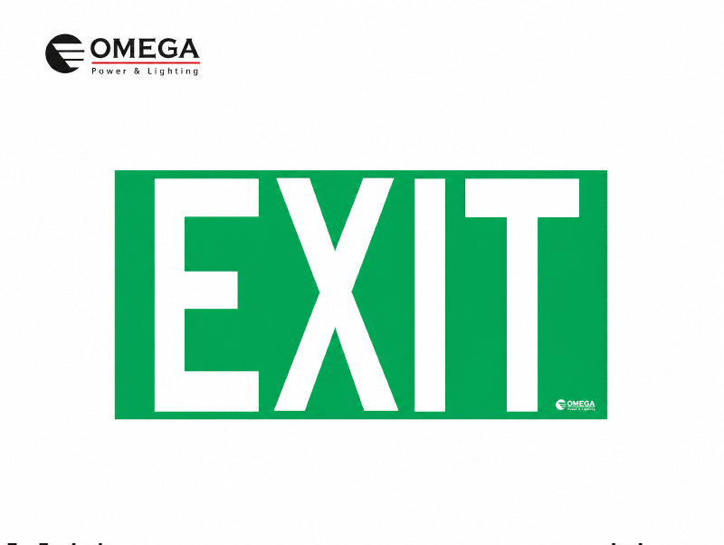 מדבקת שילוט EXIT ירוקה עם כיתוב לבן על רקע לבן