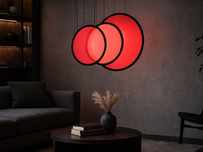 מנורת תלייה ROSSO Spectra בסלון יוקרתי