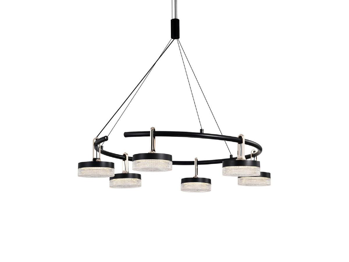 מנורת תליה שישיה קורל 30W שחור/פליז- אור חם - Hanging lamps with built-in LED