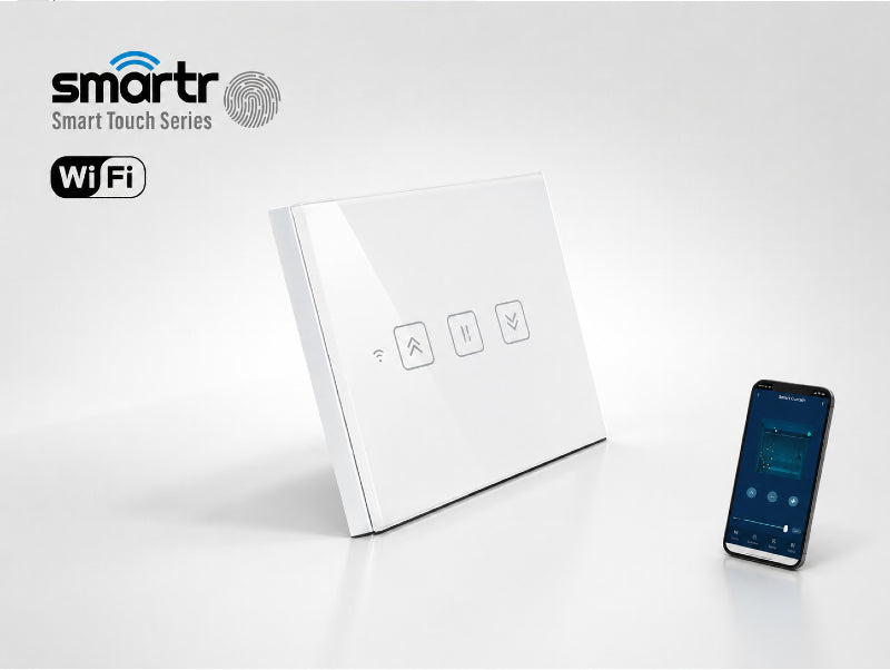 מפסק מגע חכם לבן מסדרת SMARTR עם שליטה מהטלפון