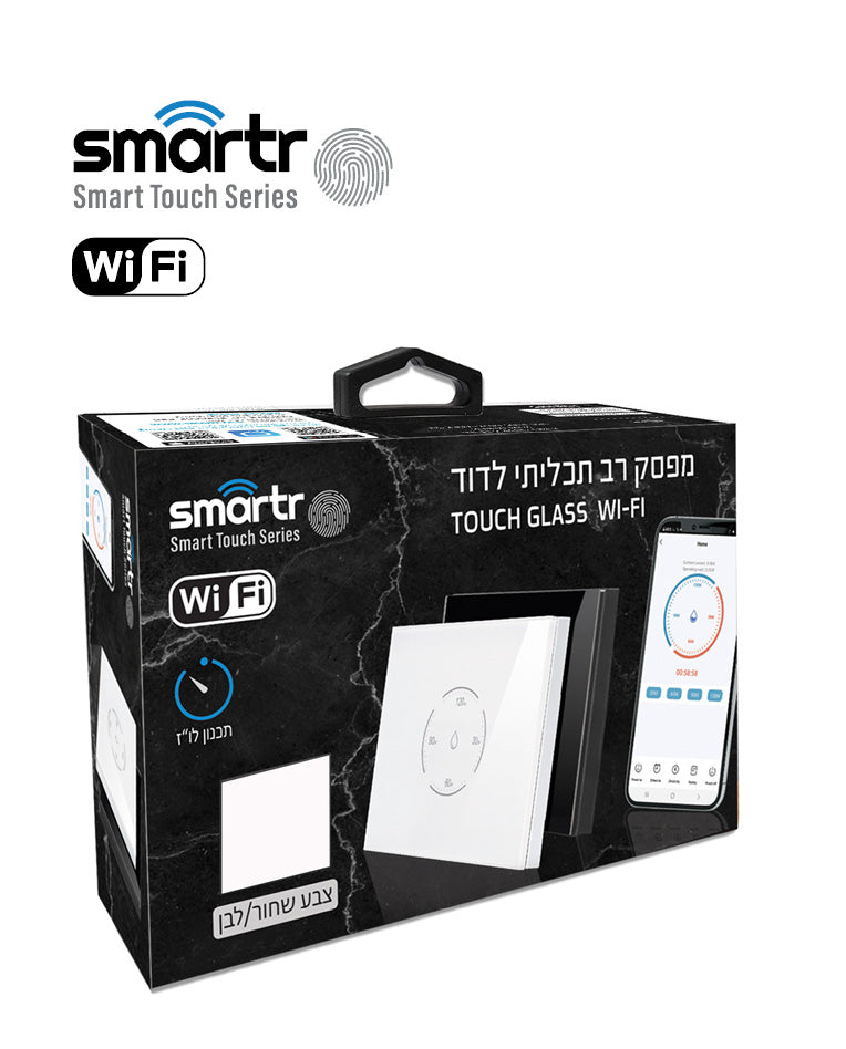 מפסק טיימר דוד רוחבי TOUCH GLASS WIFI - טיימרים ומוצרי WIFI באתר לדמרקט