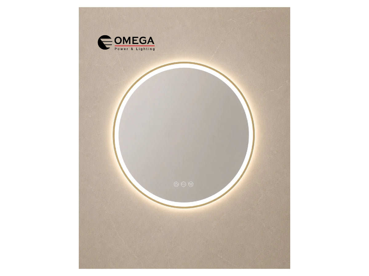 מראה עגולה LED מרחפת Hermes מסגרת זהב IP54 קוטר 80 ס"מ - LED Mirror באתר לדמרקט