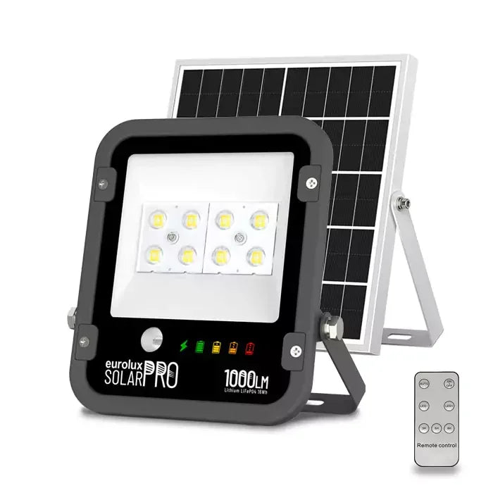 פנס הצפה + עבודה, נטען סולארי שחור 1000 לומנים IP65 אור חם LifePO4 מקצועי - Outdoor Wall and Ceiling Lights