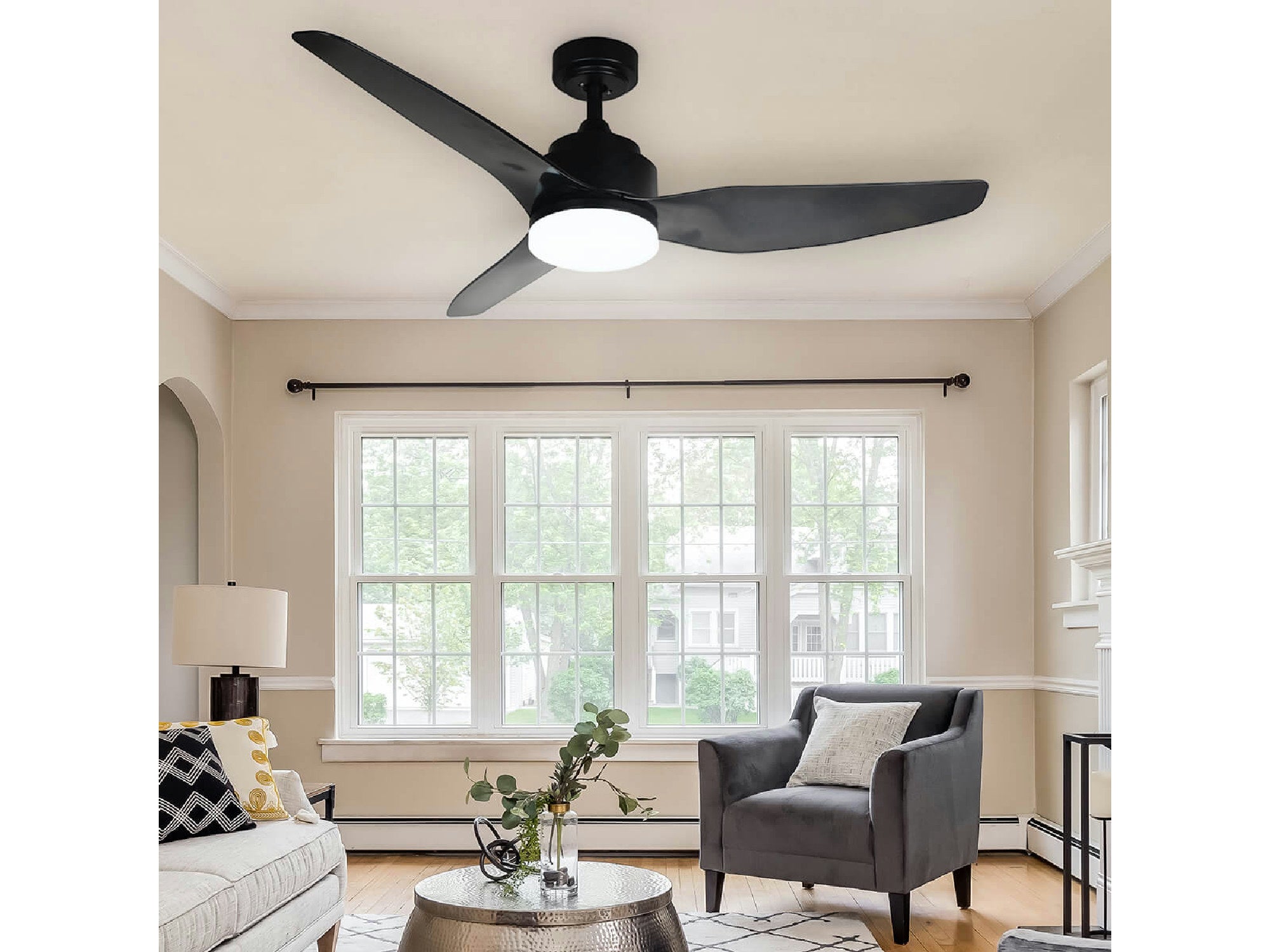 מאוורר תקרה "CCT 25W DALLAS 52 עם שלט-שחור - Ceiling Fan with Light