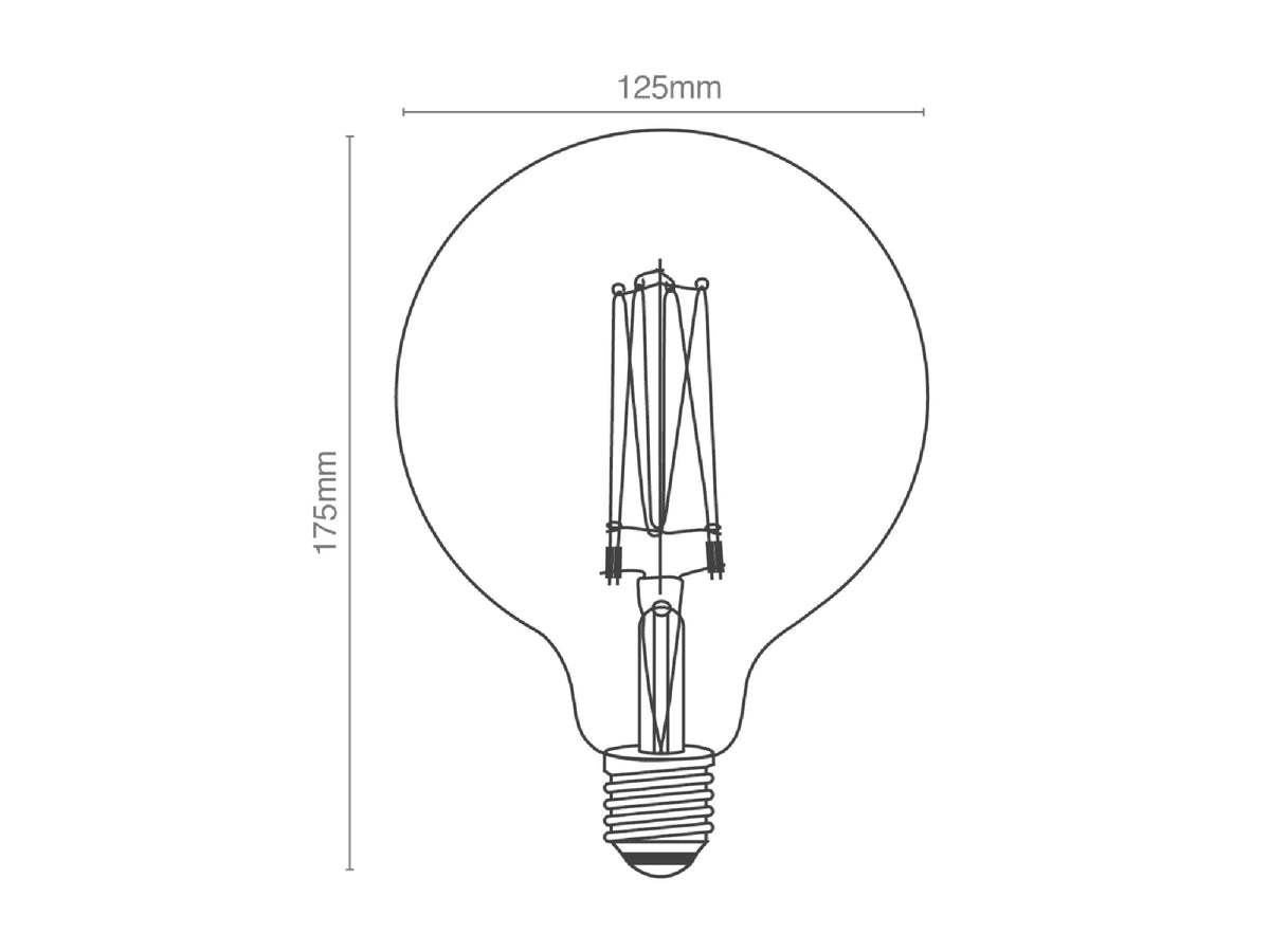 פילמנט לד G125 דמוי פחם ניתן לעמעום 230V E27 2200K 5W CRI90 - LED Bulbs באתר לדמרקט