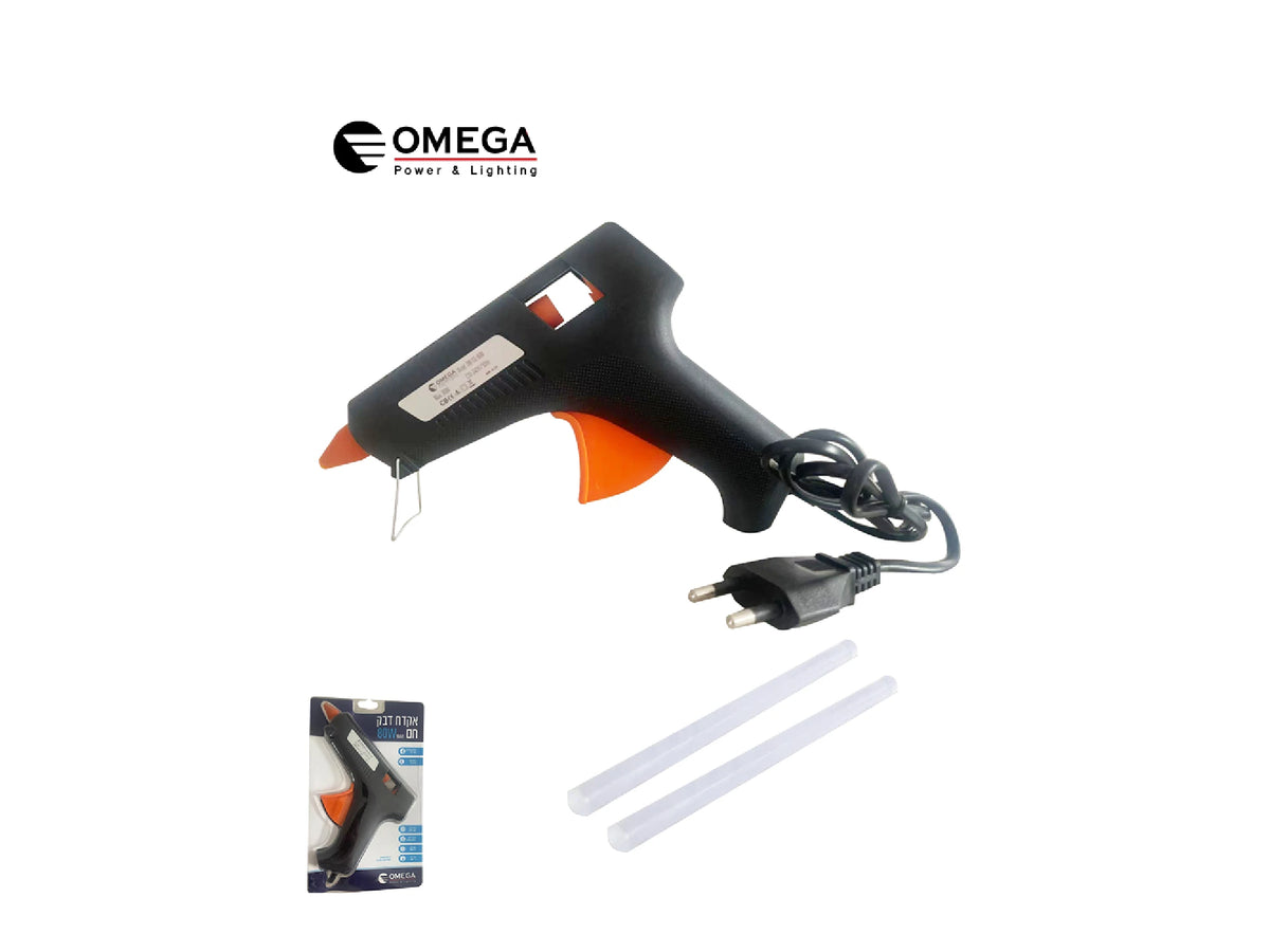 אקדח דבק חם 80W כולל 2 נרות דבק Ø11X100 מ"מ - כלי עבודה וציוד למעבדה באתר לדמרקט