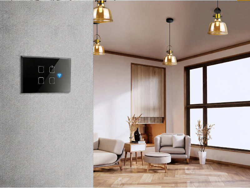 מפסק תאורה שחור 3 מתגים+מאסטר TOUCH WIFI