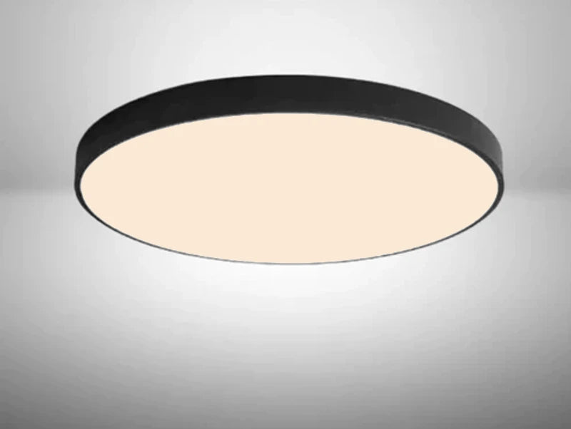 תצוגה - מנורה צמודת תקרה בצבע שחור BASIC -  גוון אור לבן חם