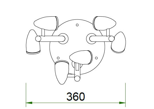 תרשים מבט על של גוף תאורה TREE מוגן מים 30W