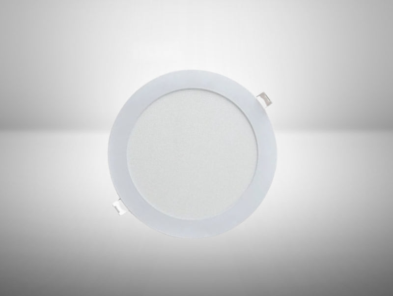 פאנל LED שקוע עגול לבן עם מסגרת דקה ותפסני התקנה צדדיים
