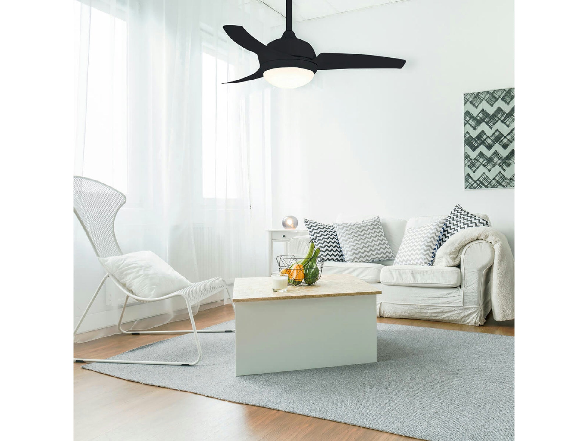מאוורר תקרה "CCT 25W PARISLED 52 עם שלט-שחור - Ceiling Fan with Light
