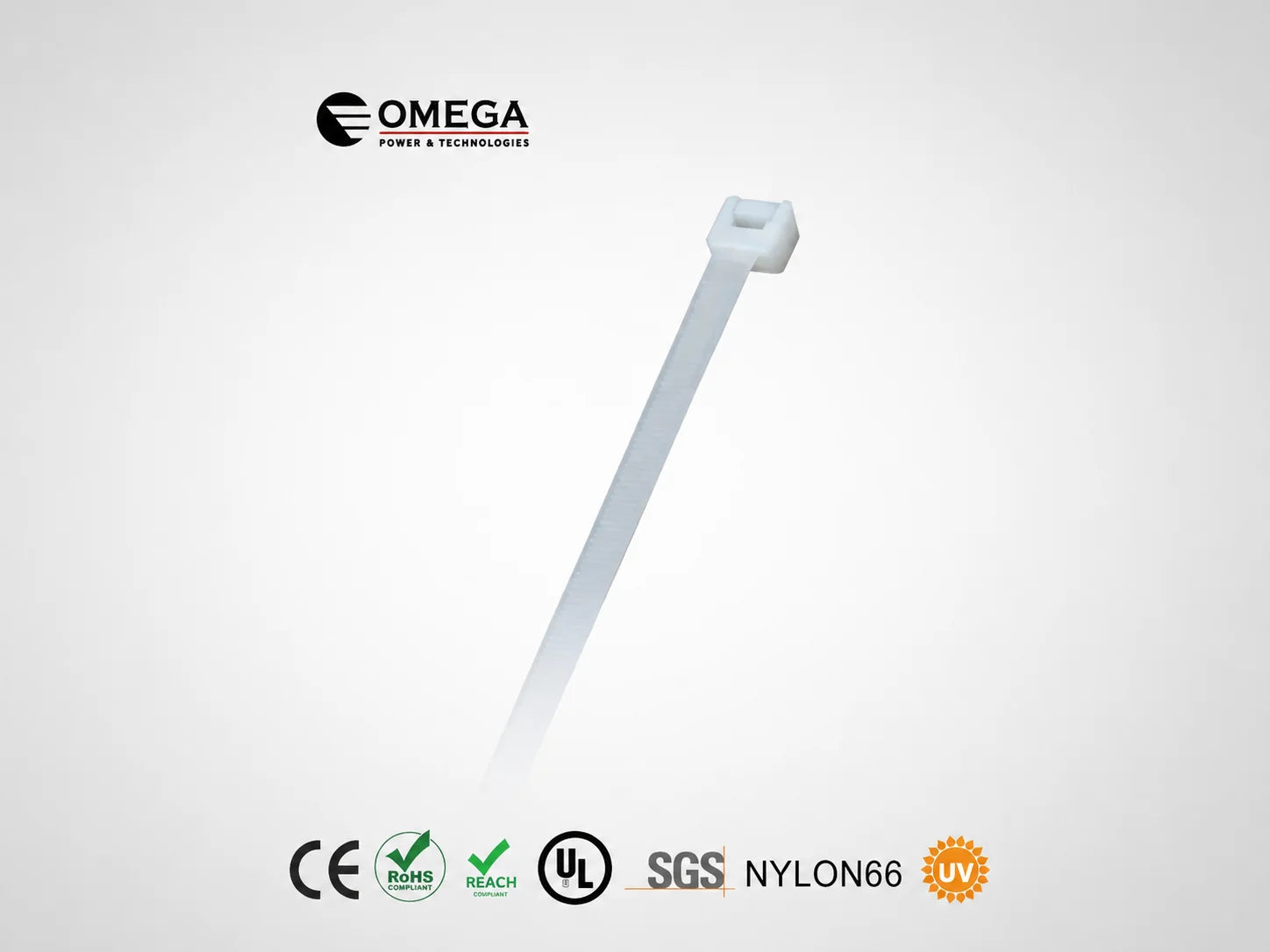 אזיקון לבן OMEGA במידה 4.7×300 מ״מ עם ראש נעילה וסימוני תקן