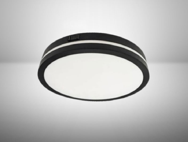 גוף תאורה צמוד תקרה שחור מדגם MOON SLIM בעיצוב עגול עם מפזר אור לבן