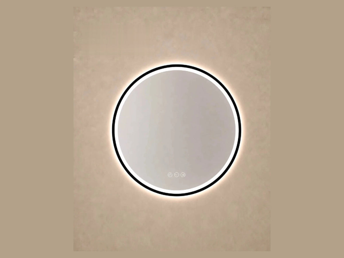 מראה עגולה LED מרחפת Hermes מסגרת שחורה IP54 קוטר 80 ס"מ - LED Mirror באתר לדמרקט