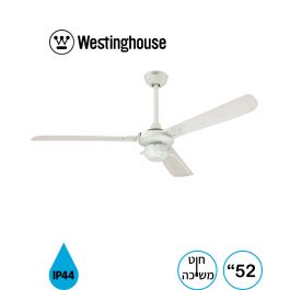 מאוורר תקרה Westinghouse לבן עם שלוש כנפיים ומרכז לבן.