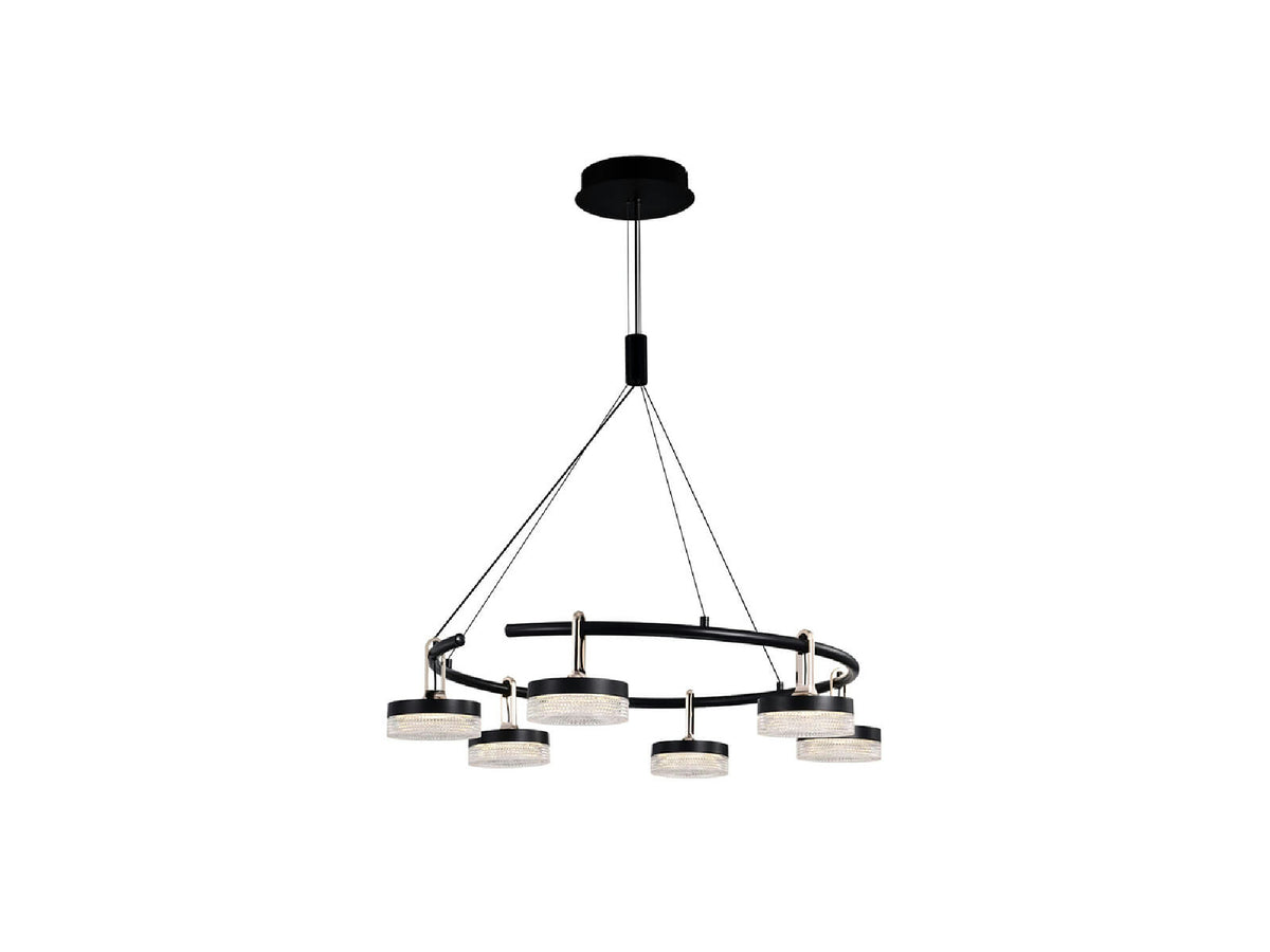 מנורת תליה שישיה קורל 30W שחור/פליז- אור חם - Hanging lamps with built-in LED