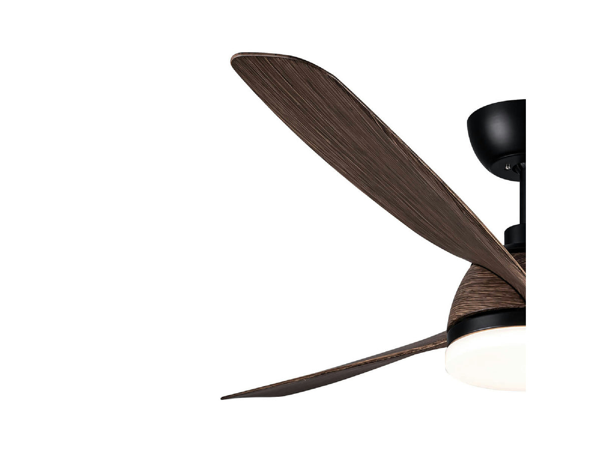 מאוורר תקרה "25W GRANITA 52 עם שלט -שחור ועץ כהה - Flush Mount Ceiling Light באתר לדמרקט