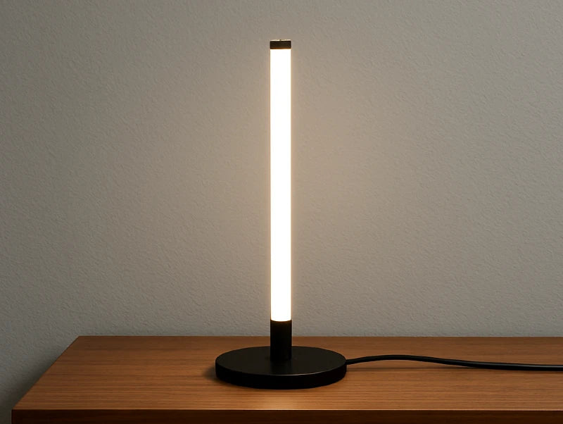 מנורת שולחן LUMINA TUBE - על שולחן עץ