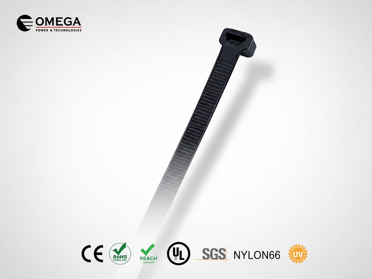 אזיקון שחור של OMEGA לקיבוע, ארגון וקשירת כבלים